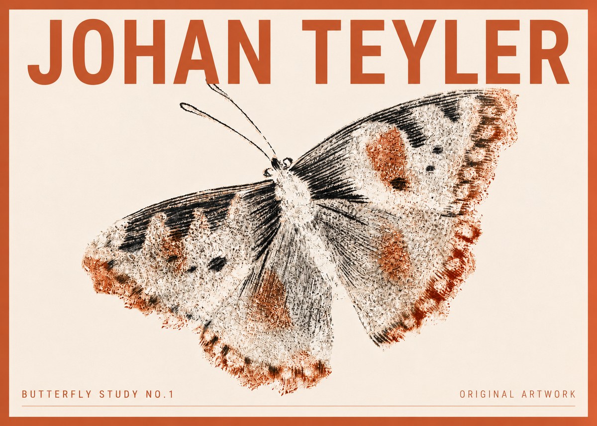 Johan Teyler Butterfly Study No.1 No4 - Plakat