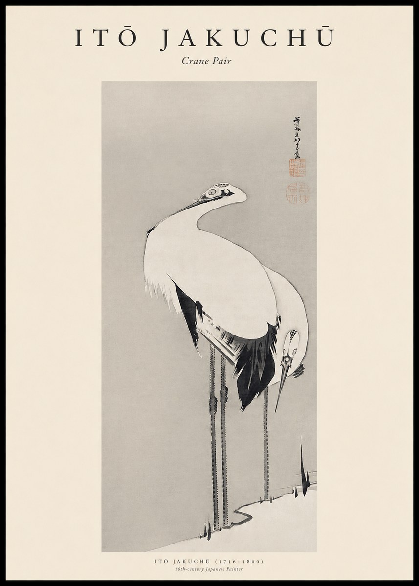 Itō Jakuchū Crane Pair No1 - Plakat