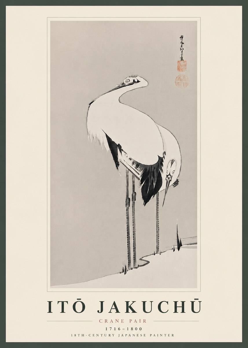Itō Jakuchū Crane Pair No8 - Plakat