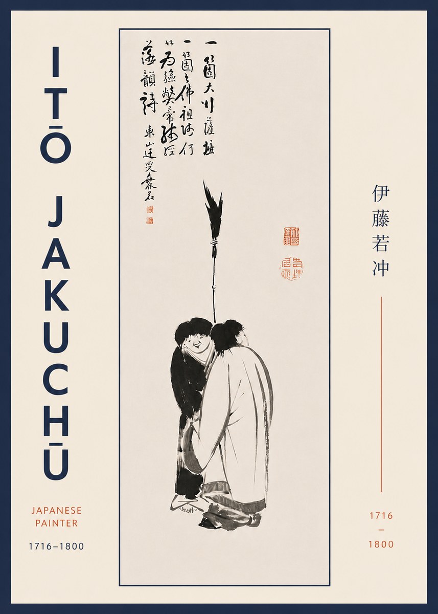 Itō Jakuchū Two Figures Holding a Staff No7 - Plakat