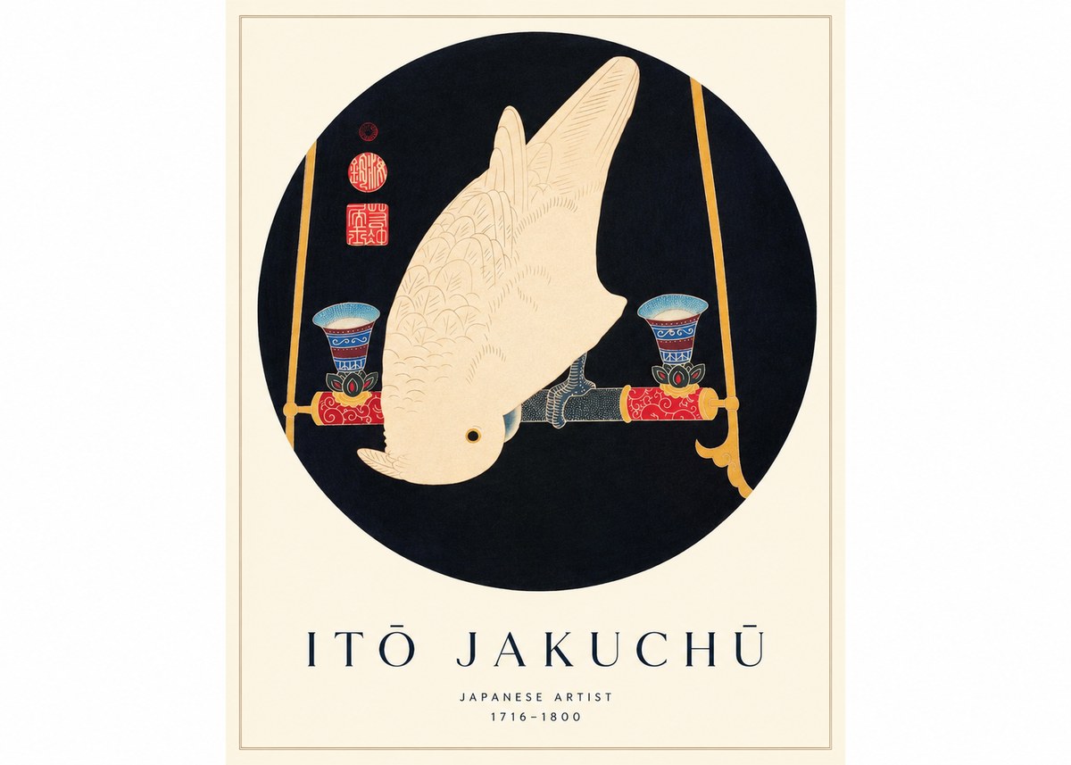 Itō Jakuchū White Cockatoo No1 - Plakat
