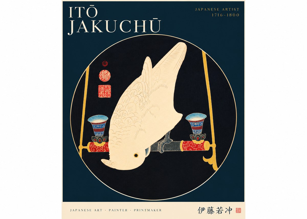 Itō Jakuchū White Cockatoo No3 - Plakat