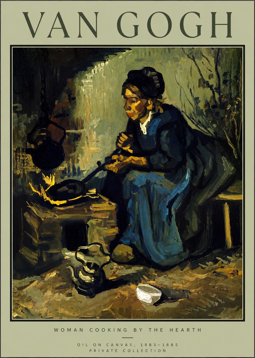 Van Gogh Woman Cooking by the Hearth No2 - Plakat