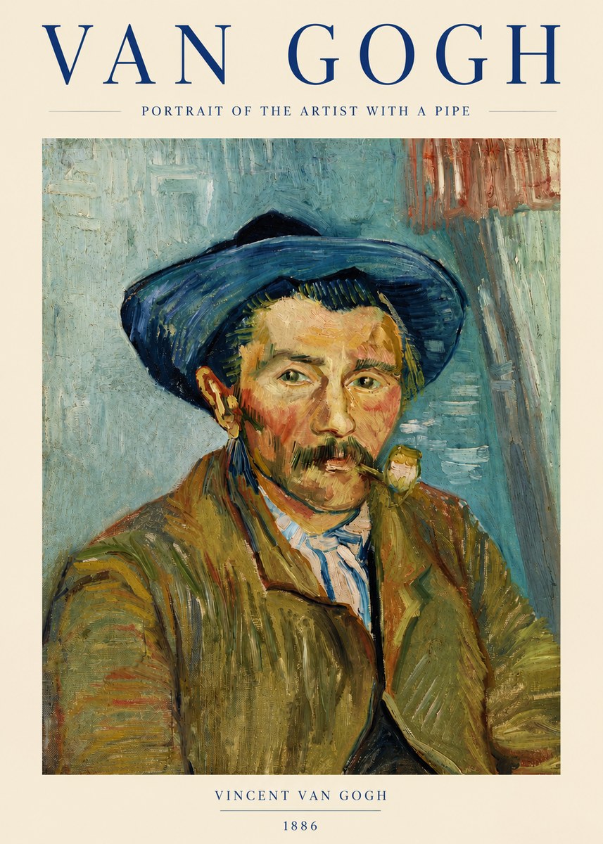 Van Gogh Portrait of the Artist with a Pipe No3 - Plakat
