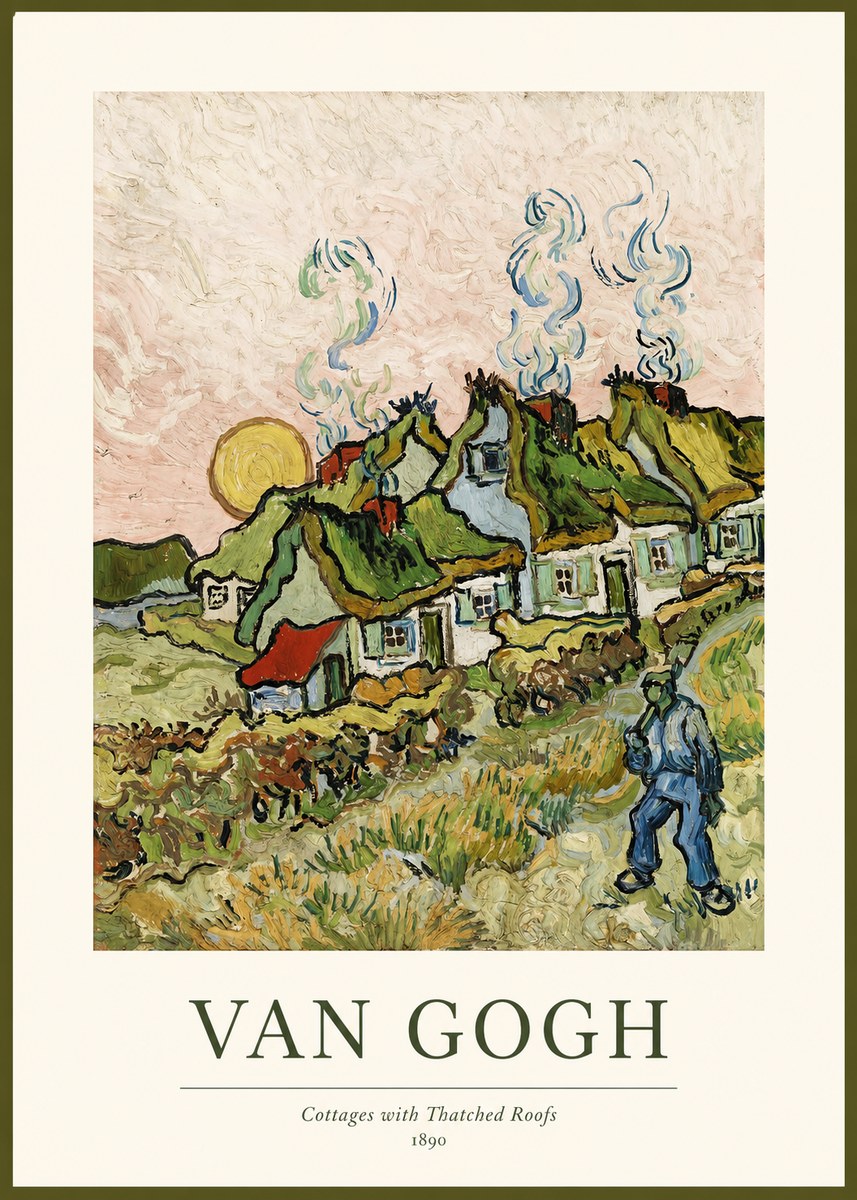 Van Gogh Cottages with Thatched Roofs No1 - Plakat
