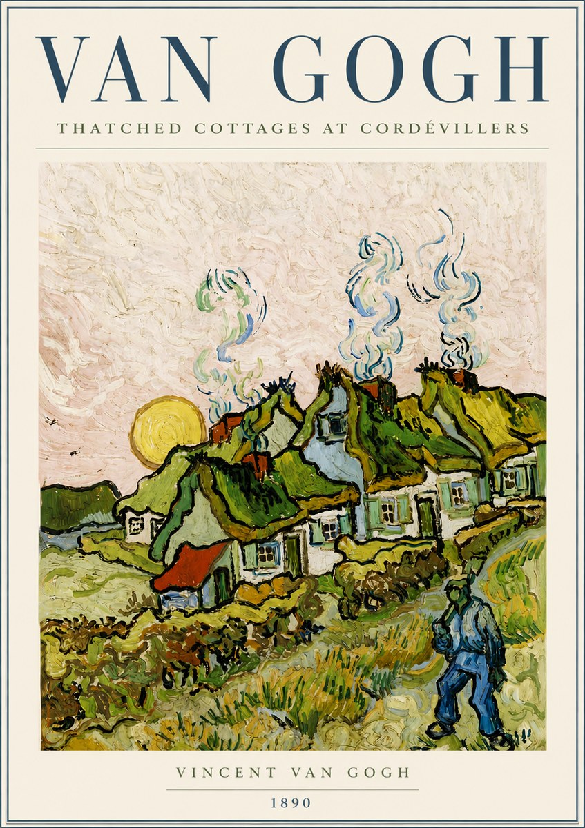 Van Gogh Cottages with Thatched Roofs No6 - Plakat
