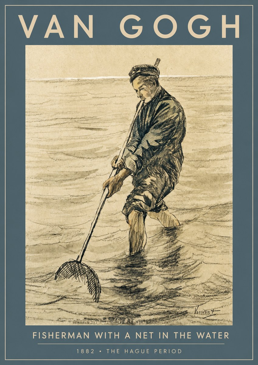 Van Gogh Fisherman with Net No3 - Plakat