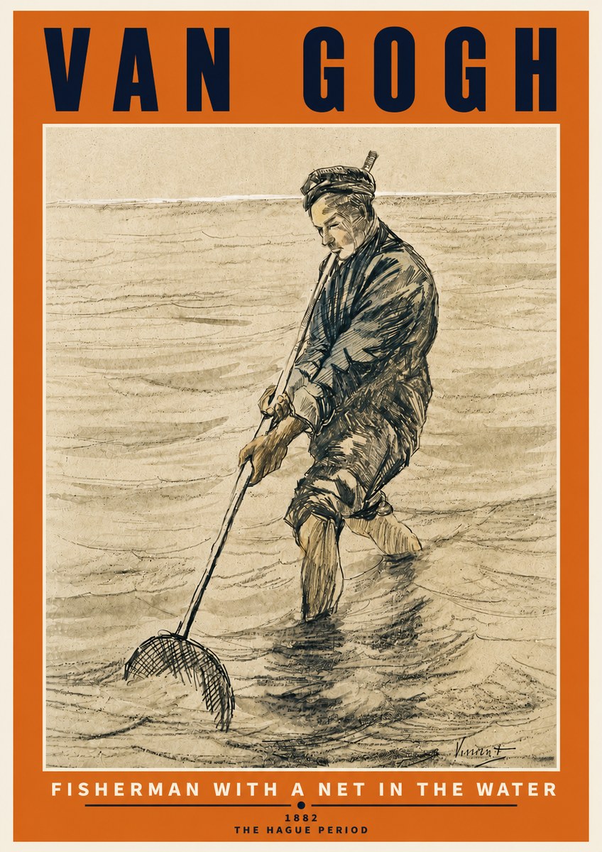 Van Gogh Fisherman with Net No6 - Plakat