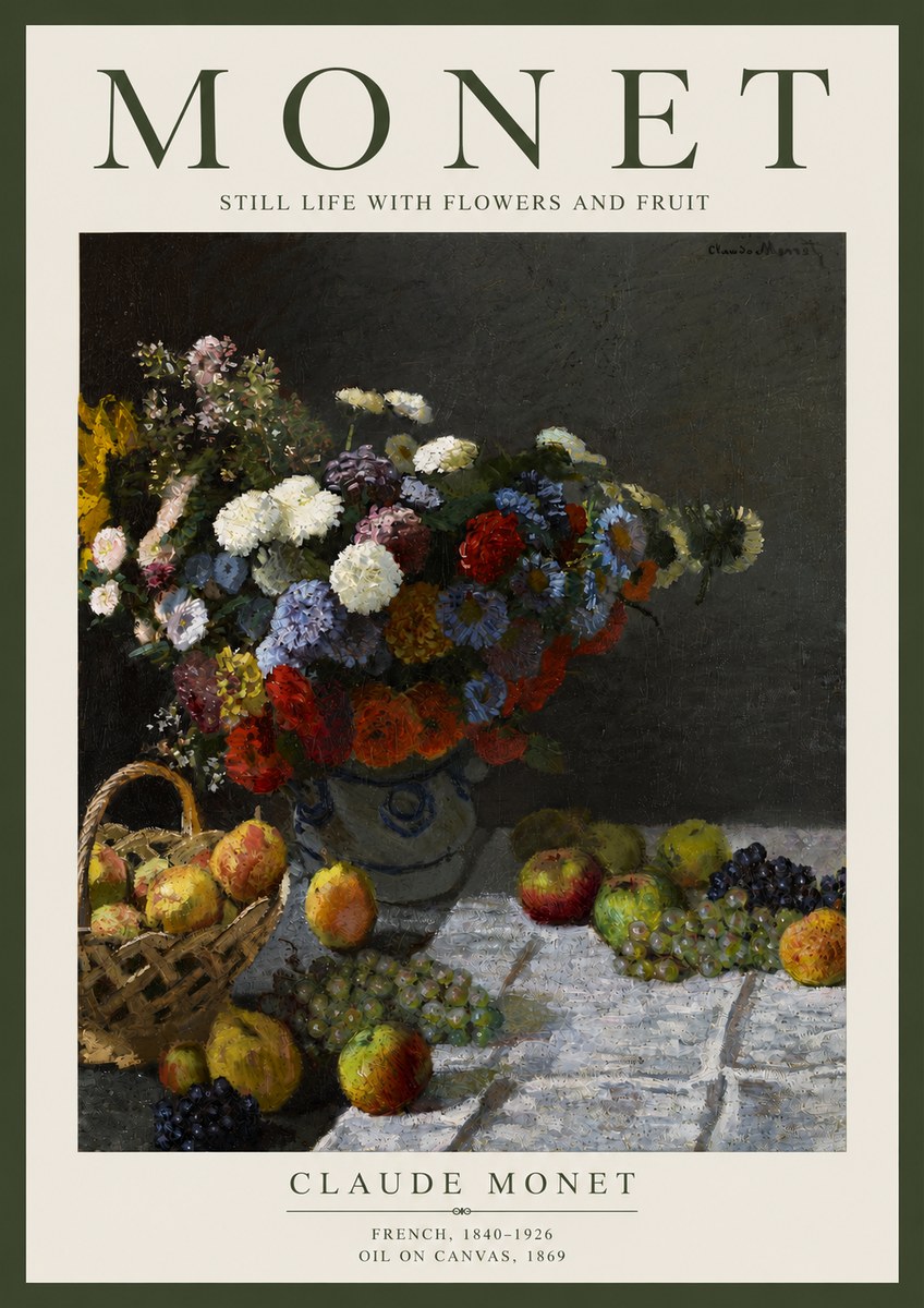 Monet Still Life with Flowers and Fruit No4 - Plakat