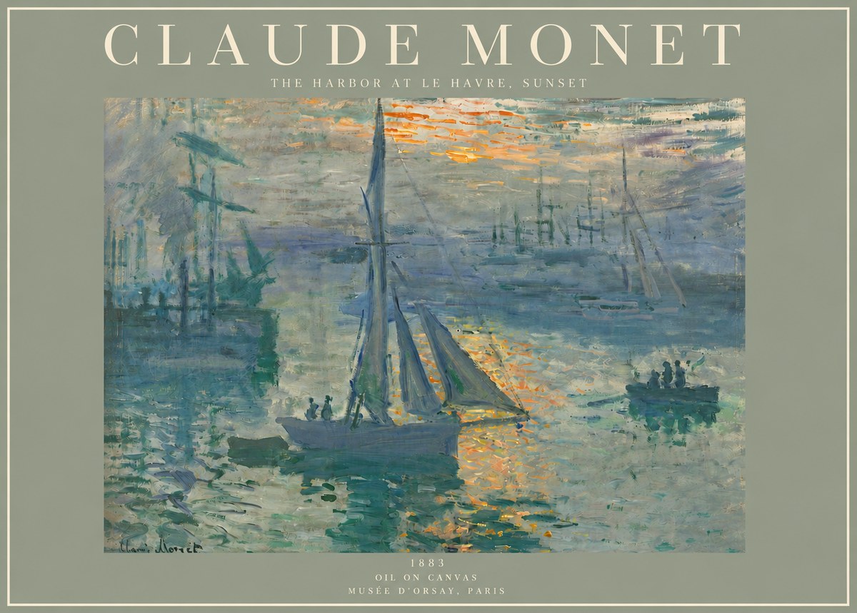 Monet The Harbor at Le Havre, Sunset No3 - Plakat