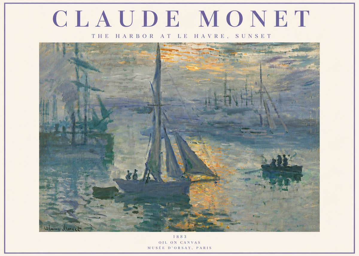 Monet The Harbor at Le Havre, Sunset No6 - Plakat