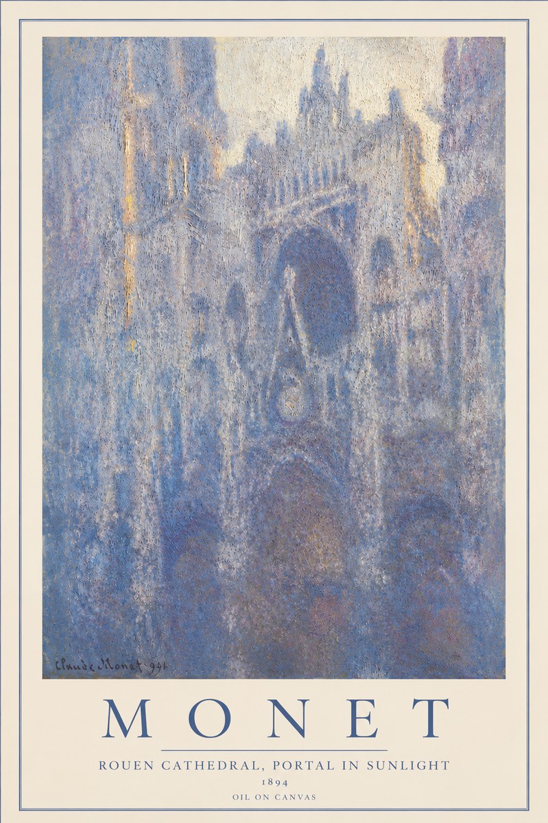Monet Rouen Cathedral, Portal in Sunlight No4 - Plakat
