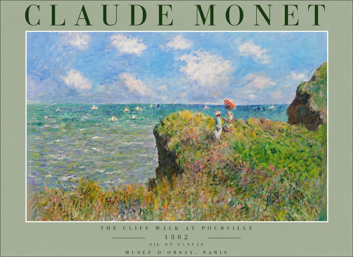 Monet The Cliff Walk at Pourville No3 - Plakat