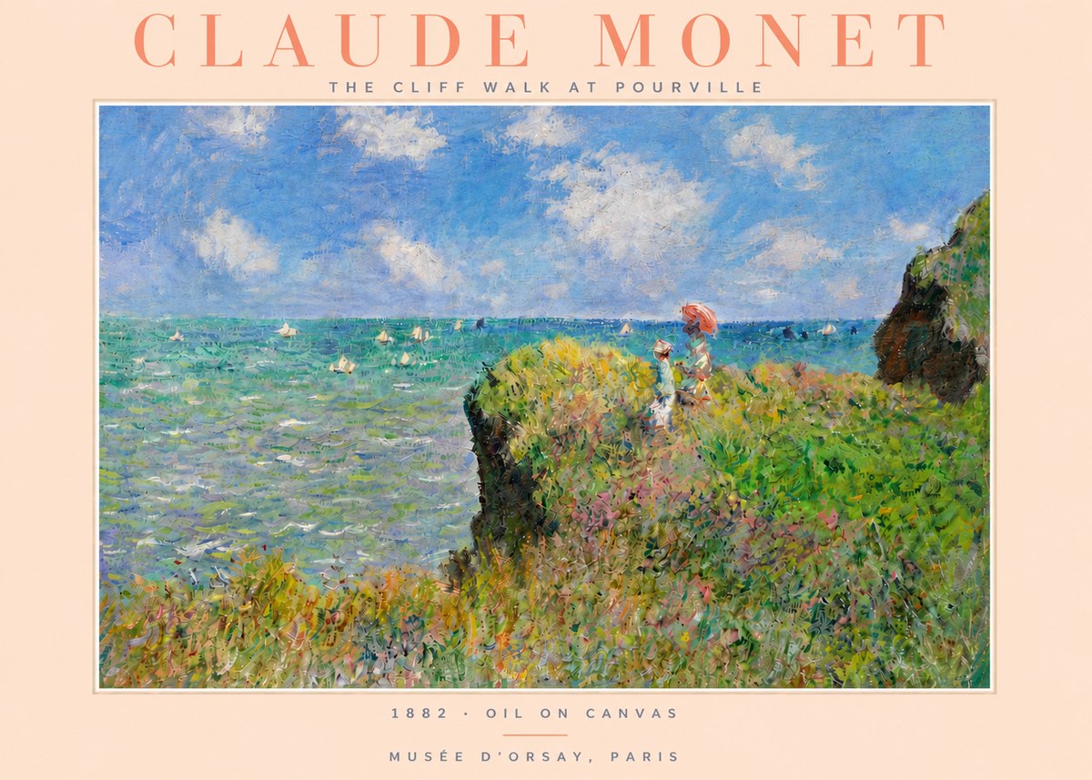 Monet The Cliff Walk at Pourville No4 - Plakat