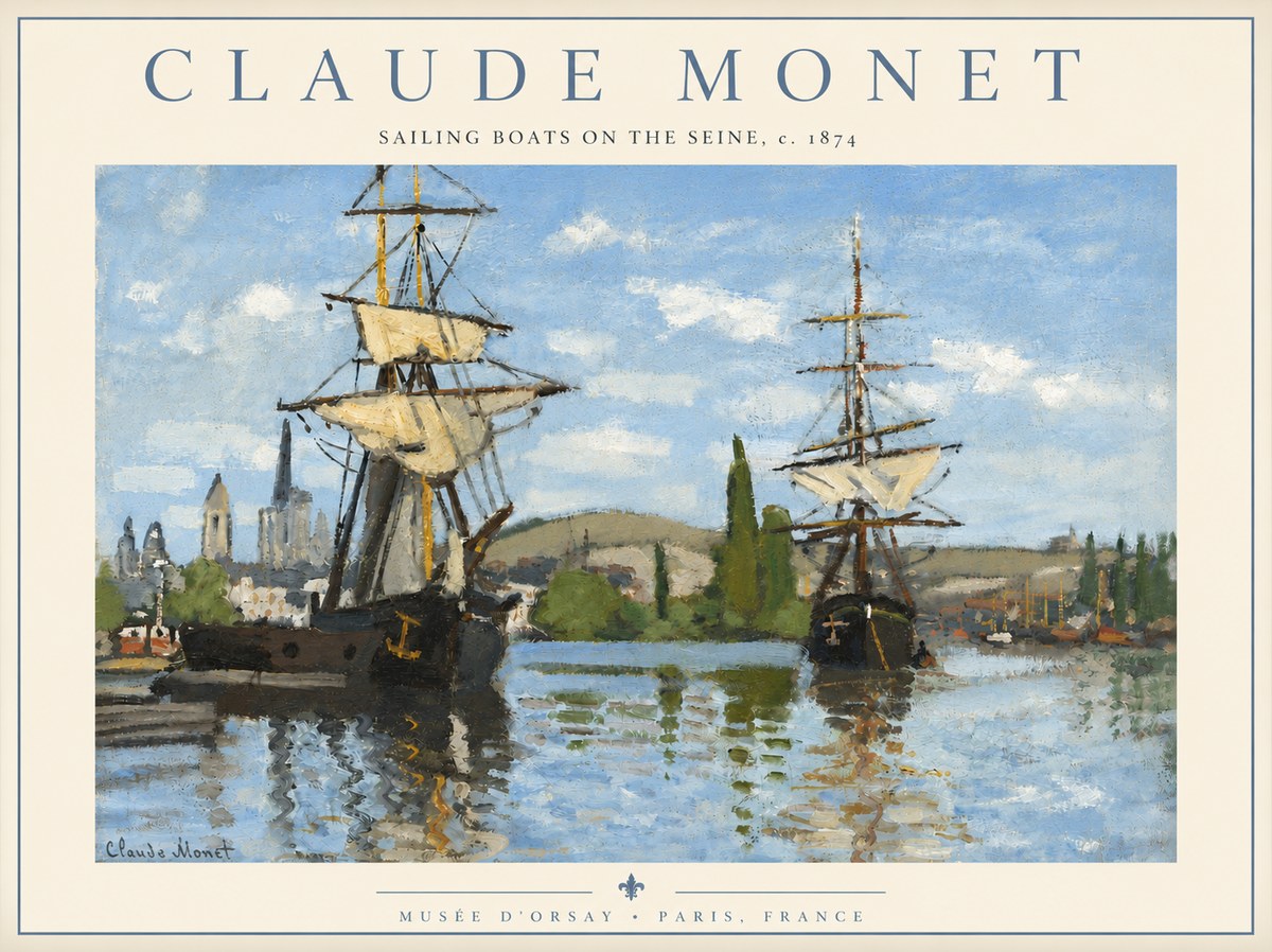 Monet Sailing Boats on the Seine No4 - Plakat