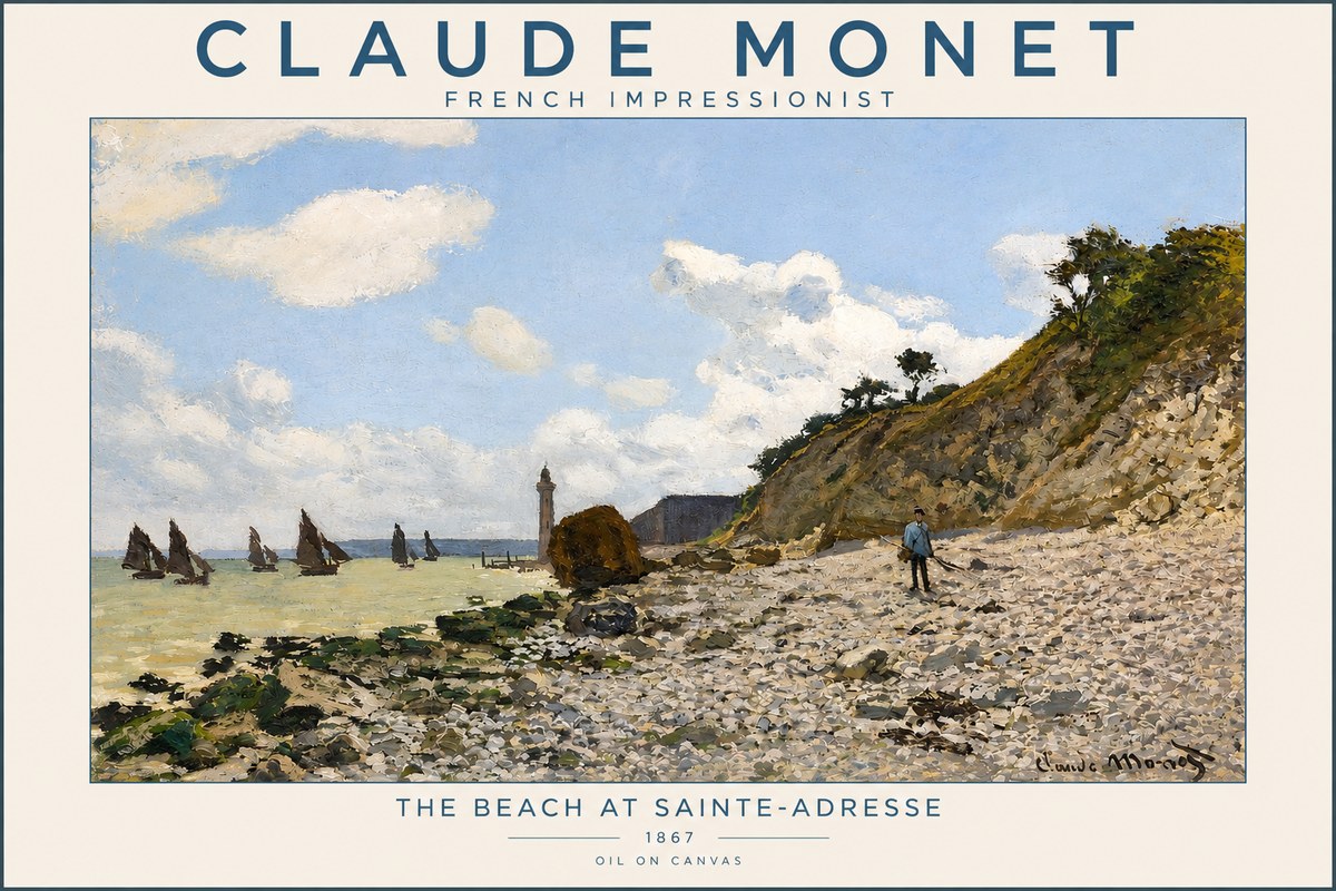 Monet The Beach at Sainte-adresse II No2 - Plakat