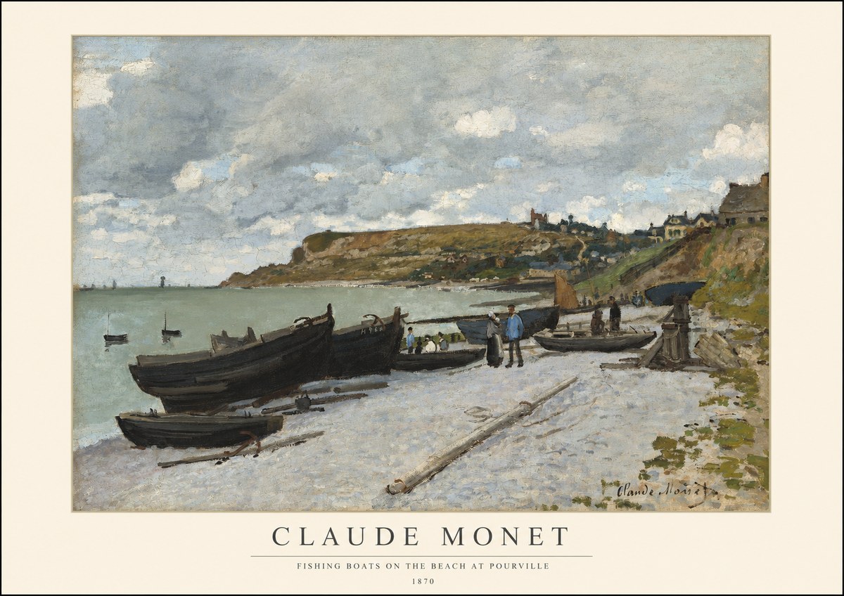 Monet Fishing Boats on the Beach at Pourville No1 - Plakat