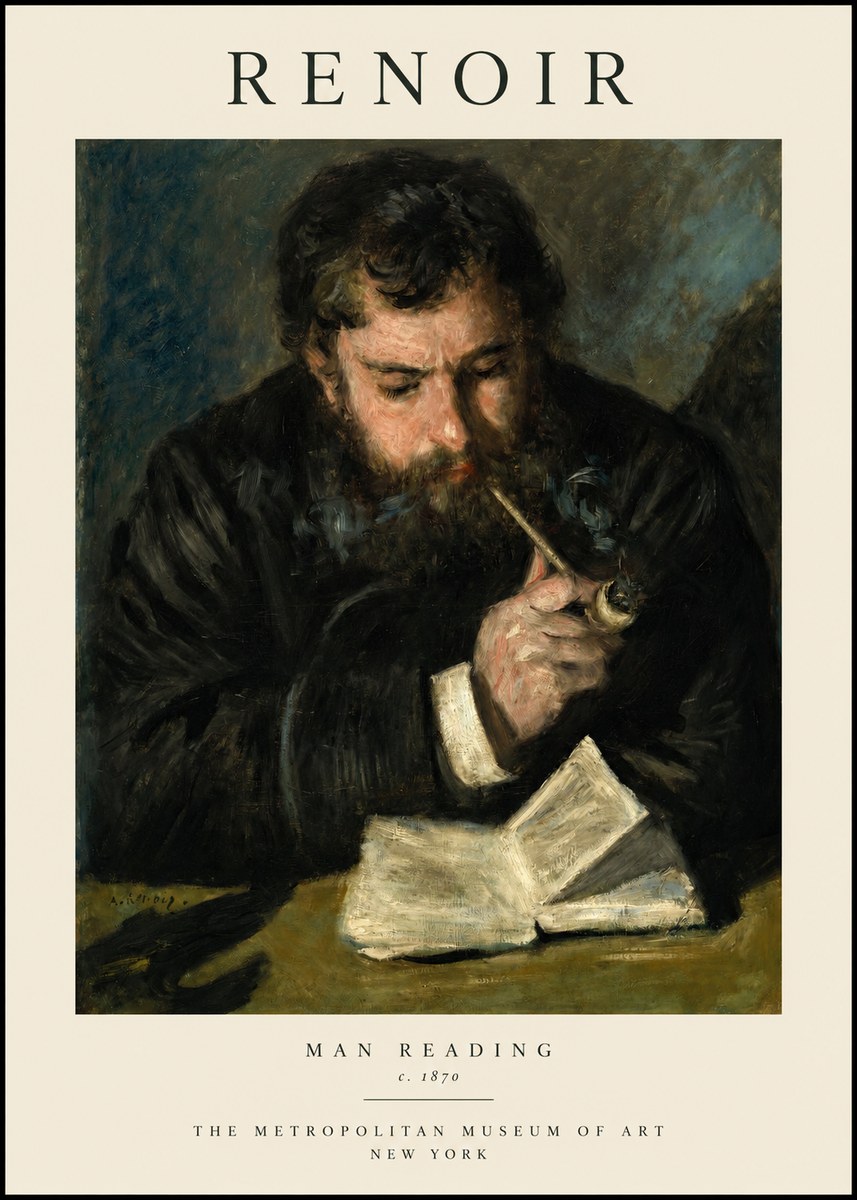 Renoir Man Reading No1 - Plakat