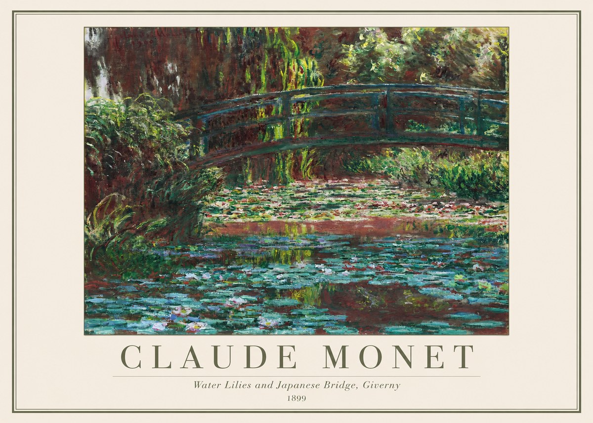 Monet Water Lilies and Japanese Bridge, Giverny No1 - Plakat