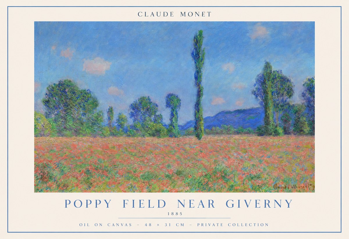 Monet Poppy Field Near Giverny No1 - Plakat