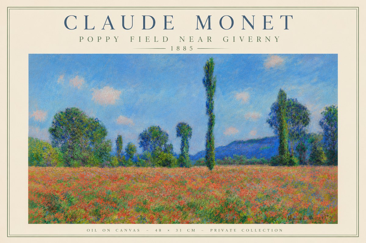 Monet Poppy Field Near Giverny No6 - Plakat