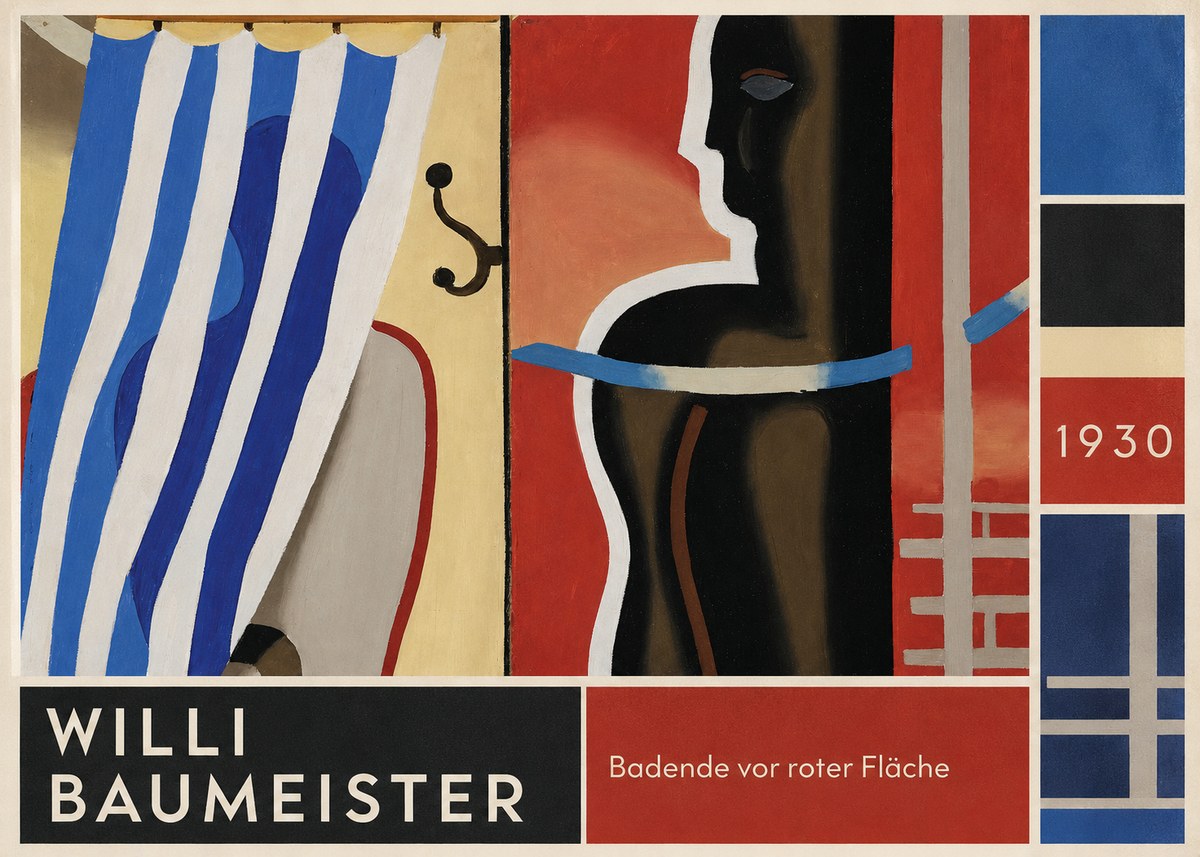 Willi Baumeister Badende Vor Roter Fläche No6 - Plakat