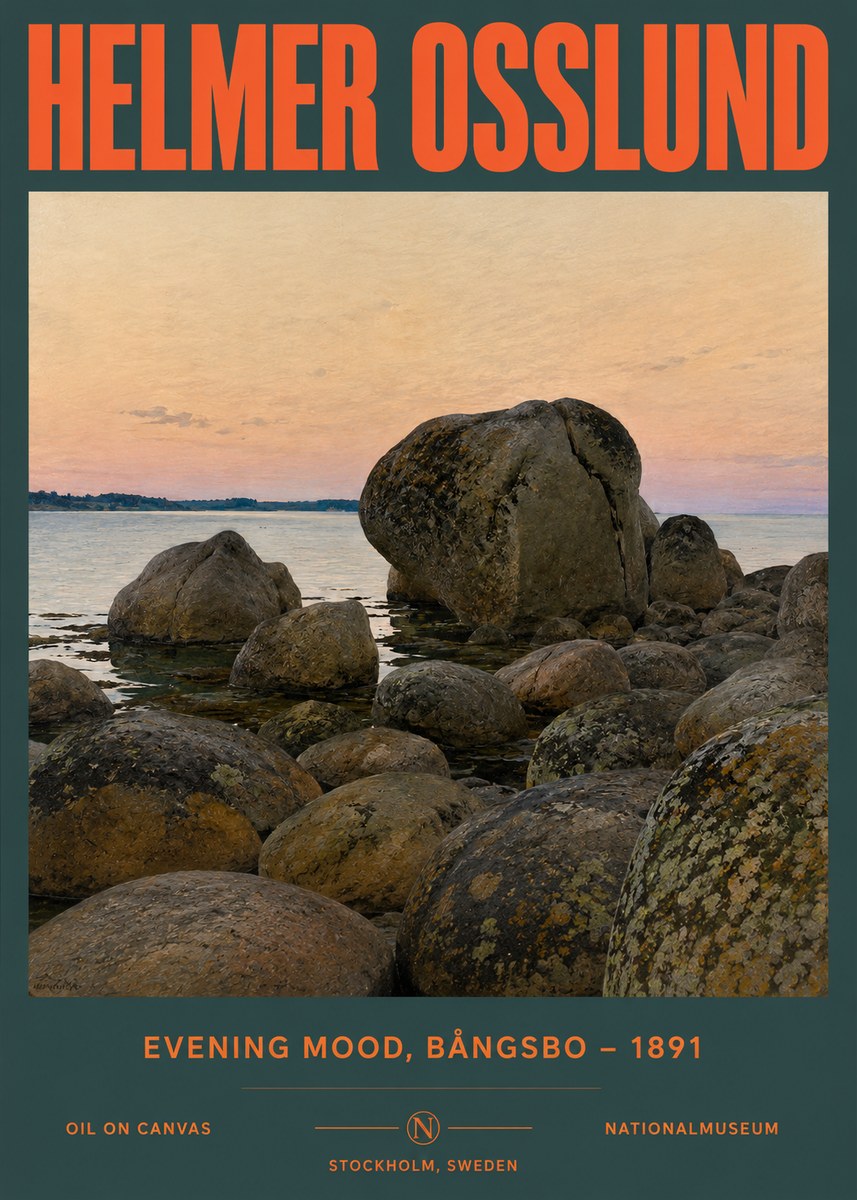 Helmer Osslund Evening Mood, Bångsbo - 1891 No3 - Plakat