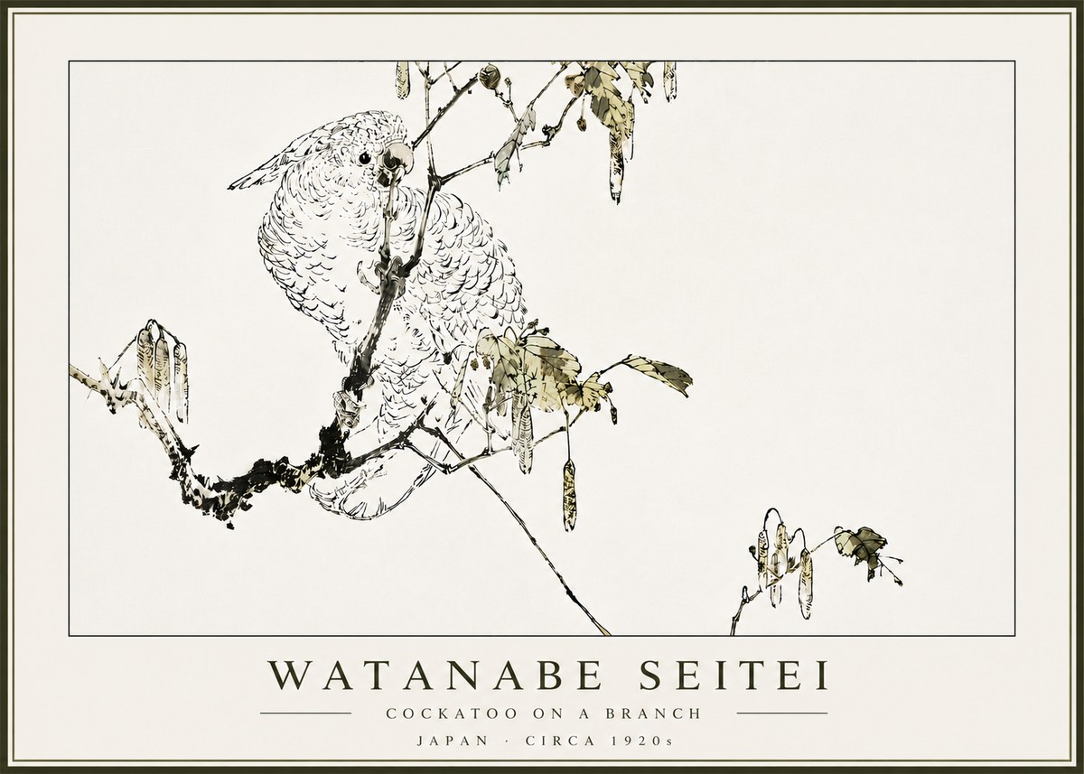 Watanabe Seitei Cockatoo on a Branch No5 - Plakat