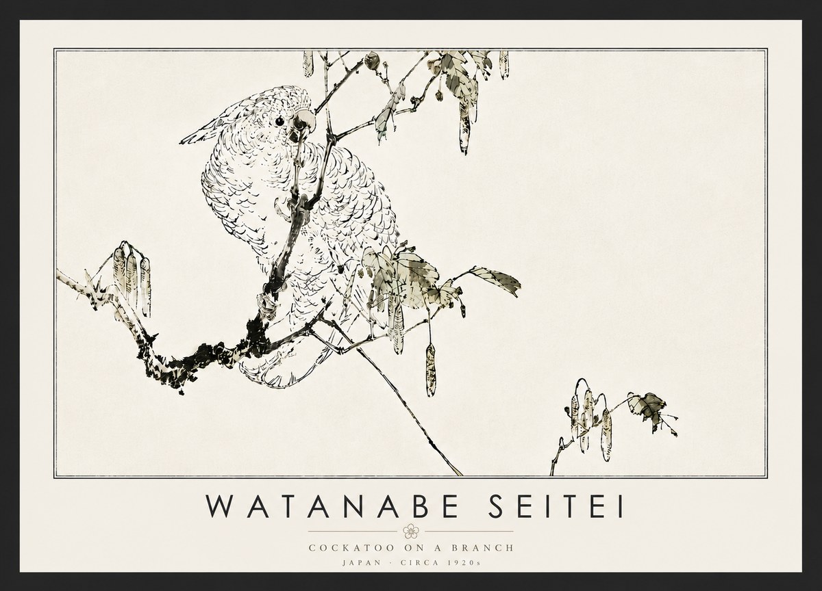 Watanabe Seitei Cockatoo on a Branch No6 - Plakat