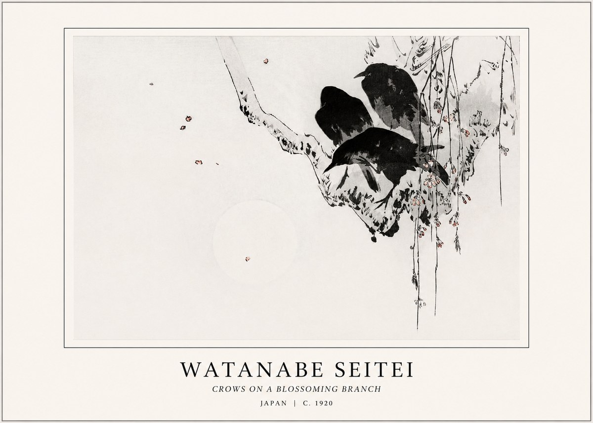 Watanabe Seitei Crows on a Blossoming Branch No1 - Plakat