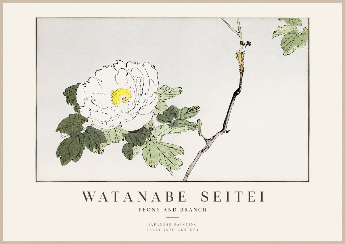 Watanabe Seitei Peony and Branch No1 - Plakat