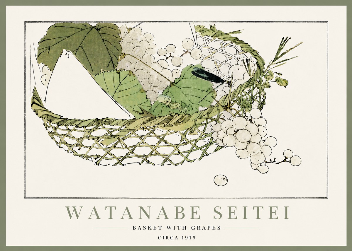 Watanabe Seitei Basket with Grapes No6 - Plakat