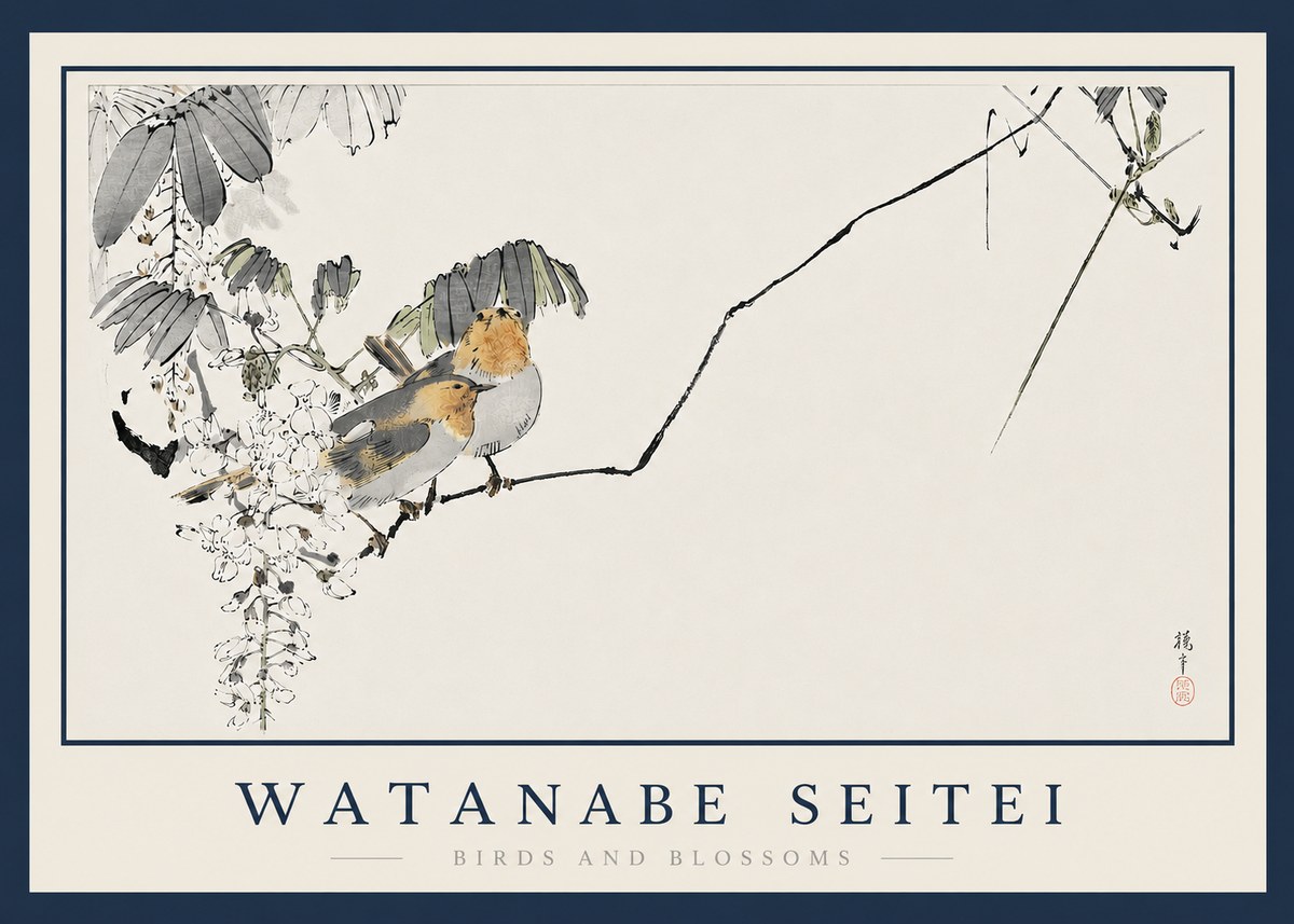 Watanabe Seitei Birds and Blossoms No3 - Plakat