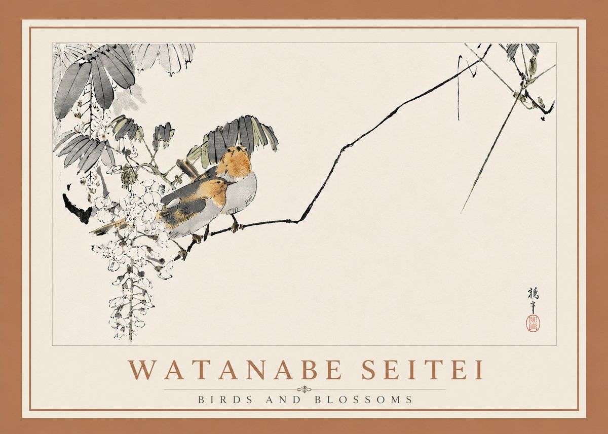 Watanabe Seitei Birds and Blossoms No6 - Plakat