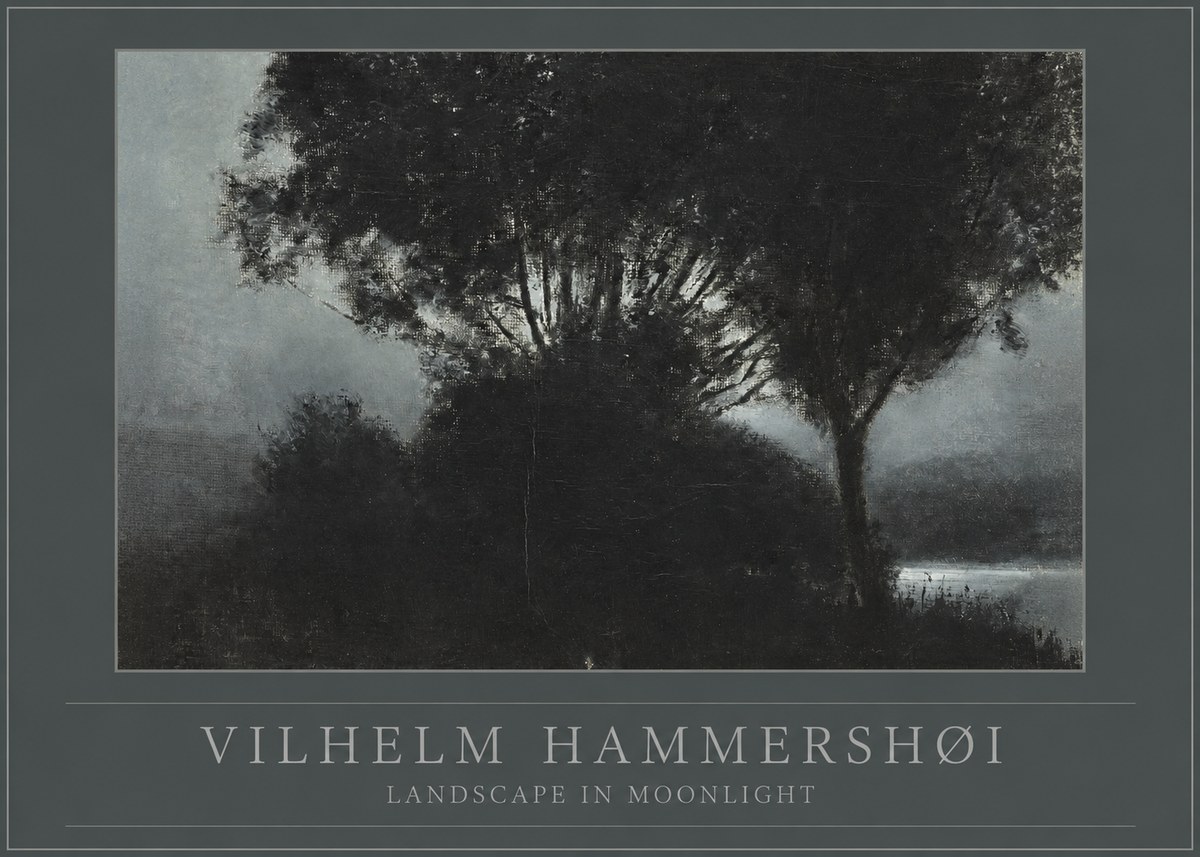 Vilhelm Hammershøi Landscape in Moonlight No1 - Plakat