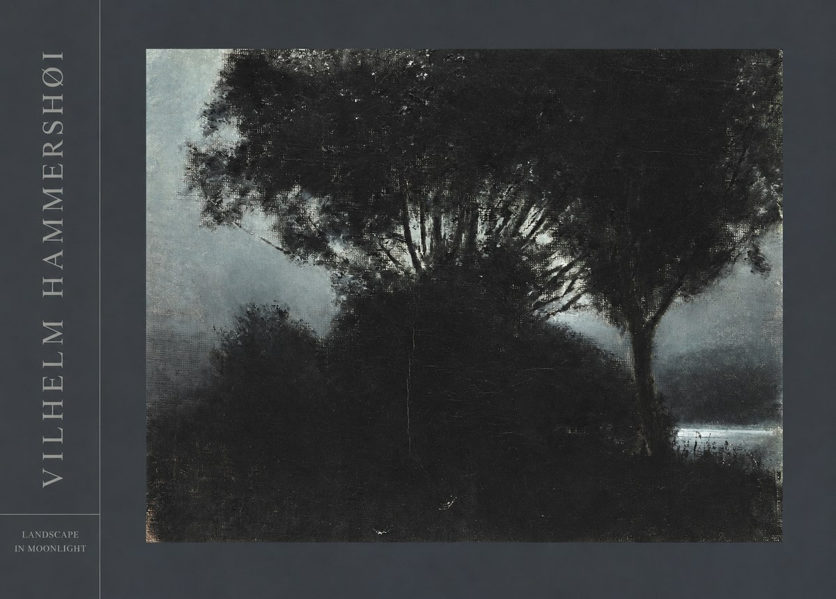 Vilhelm Hammershøi Landscape in Moonlight No4 - Plakat