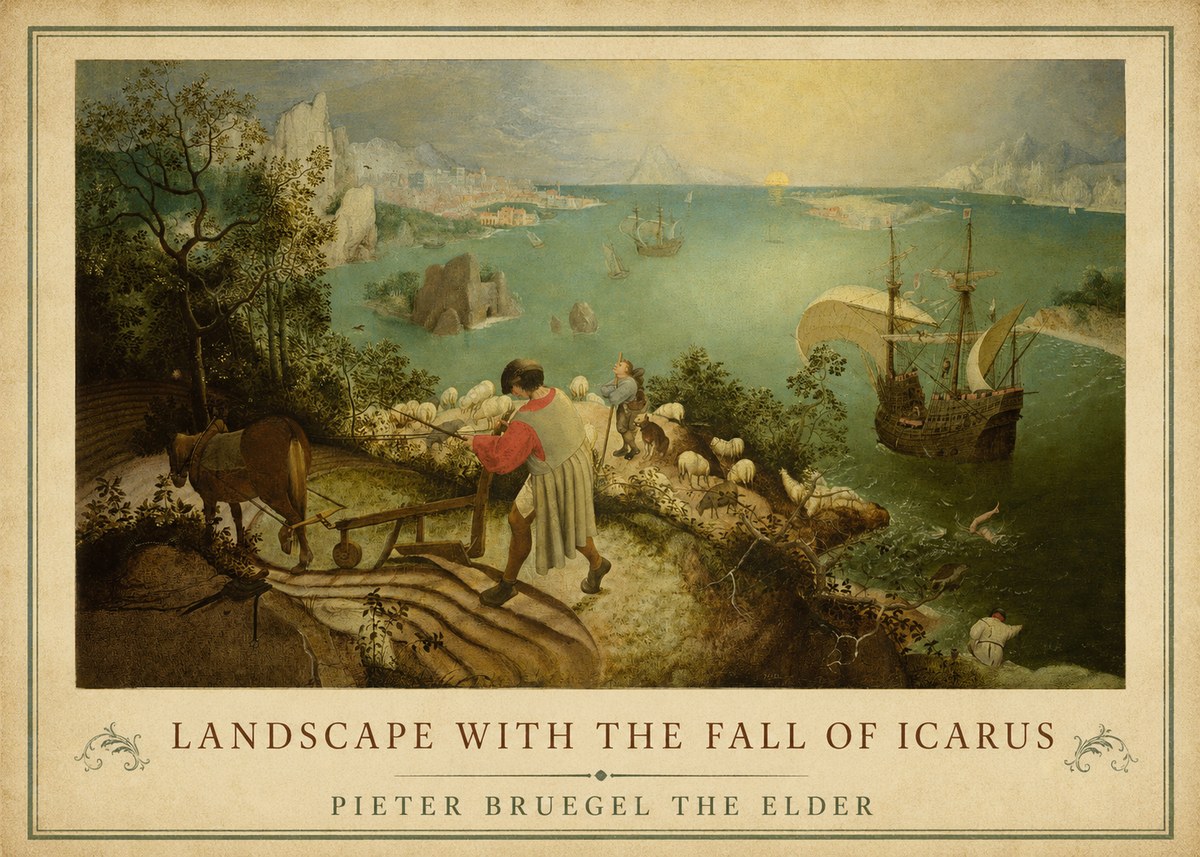 Pieter Bruegel Landscape with the Fall of Icarus II No1 - Plakat