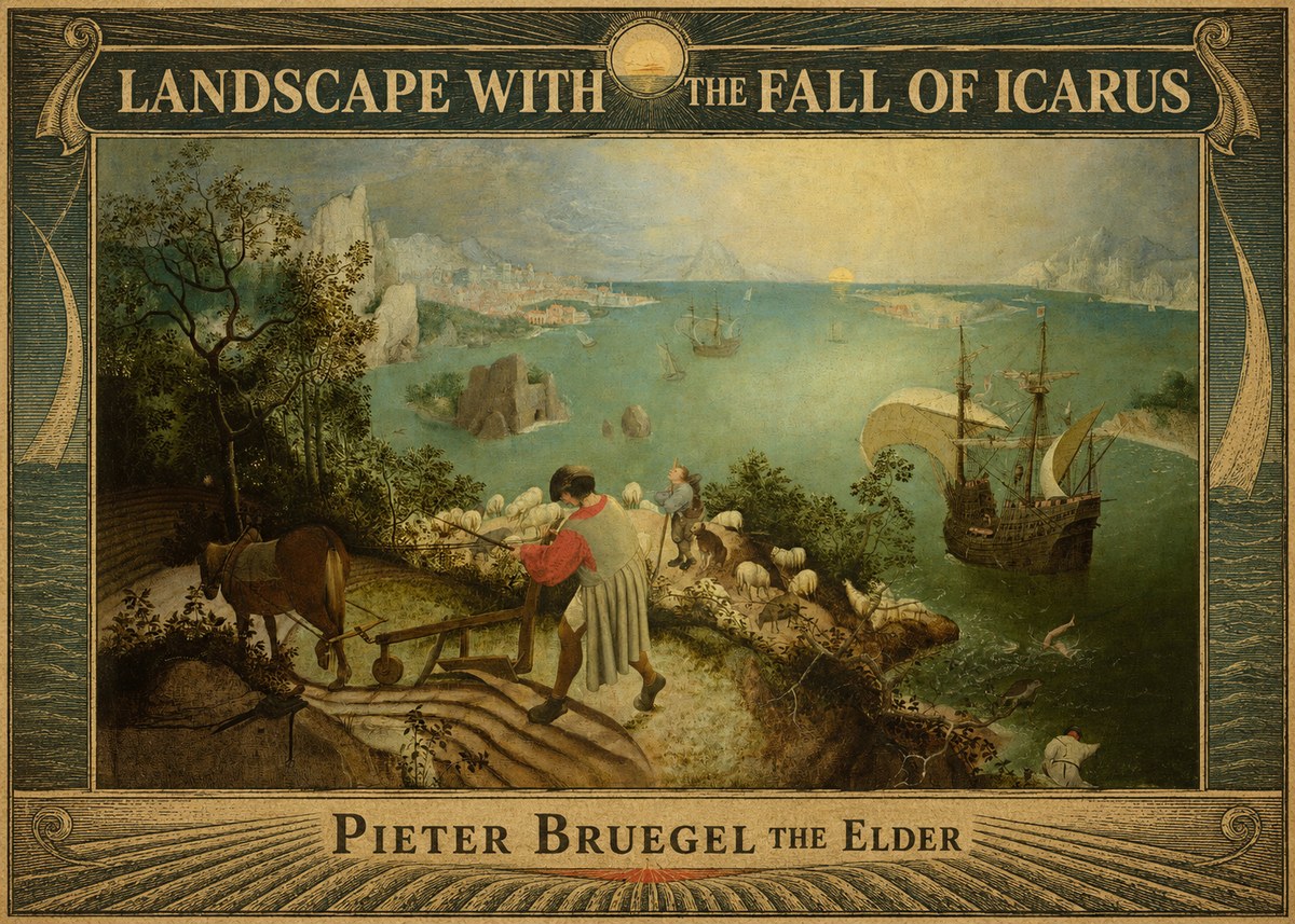 Pieter Bruegel Landscape with the Fall of Icarus II No6 - Plakat