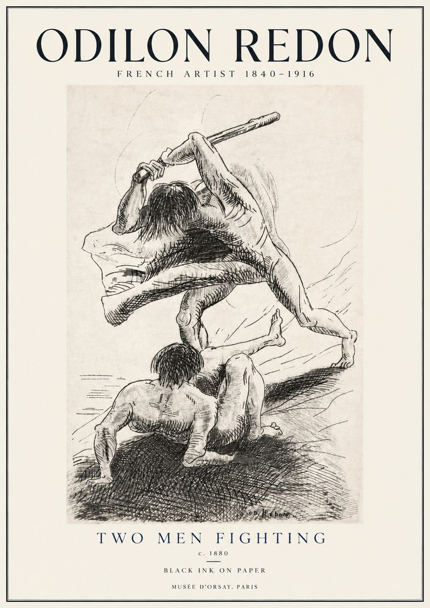 Odilon Redon Two Men Fighting No4 - Plakat