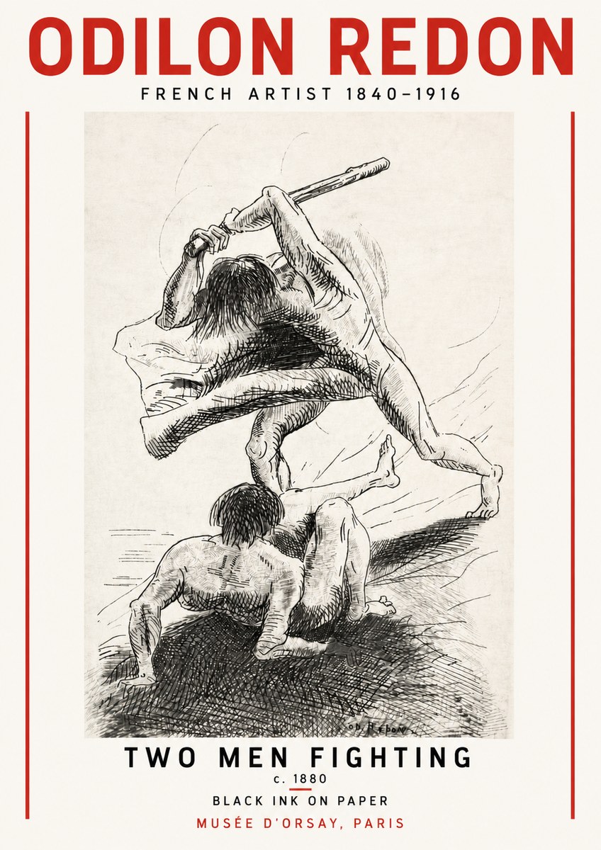 Odilon Redon Two Men Fighting No5 - Plakat