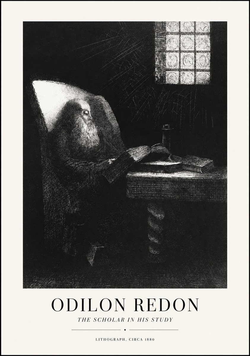 Odilon Redon The Scholar in His Study No1 - Plakat