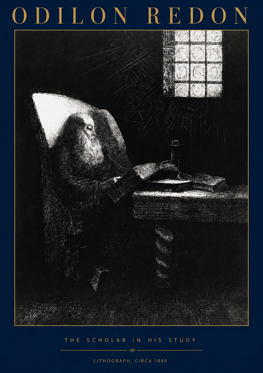 Odilon Redon The Scholar in His Study No2 - Plakat