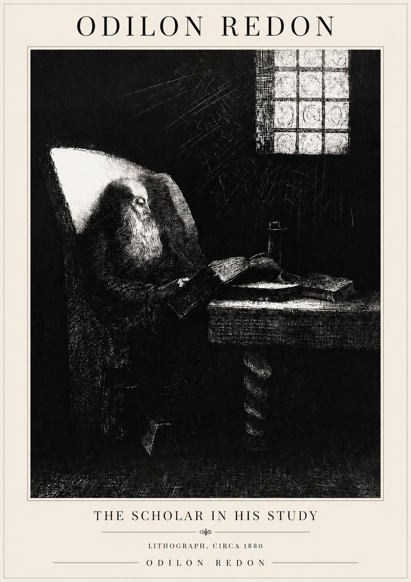 Odilon Redon The Scholar in His Study No6 - Plakat