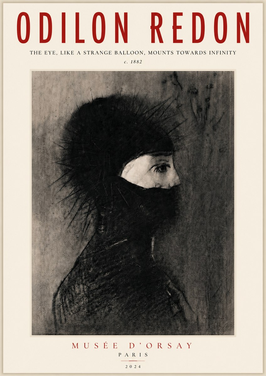 Odilon Redon The Eye, Like a Strange Balloon, Mounts Towards Infinity No5 - Plakat