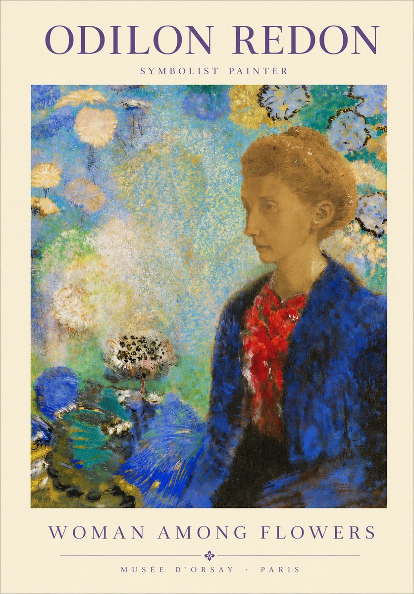 Odilon Redon Woman Among Flowers No3 - Plakat