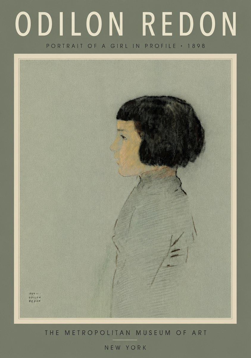 Odilon Redon Portrait of a Girl in Profile No6 - Plakat