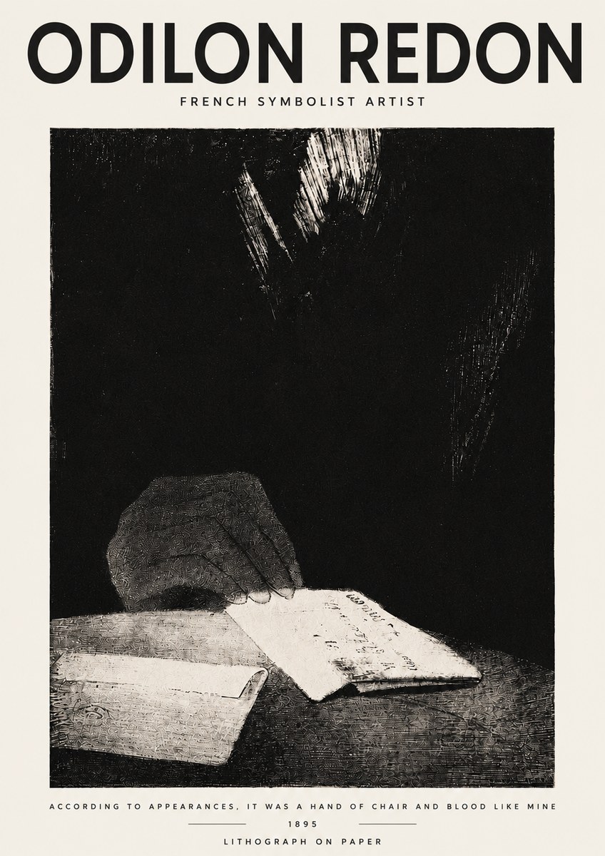 Odilon Redon According to Appearances, It Was a Hand of Chair and Blood Like Mine, No3 - Plakat