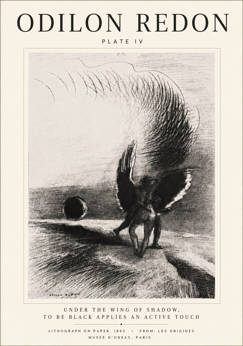 Odilon Redon Sous L'aile D'ombre L'être Noir Appliquait Une Active Morsure Plate Iv No5 - Plakat