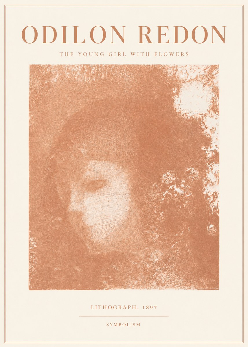 Odilon Redon The Young Girl with Flowers No3 - Plakat