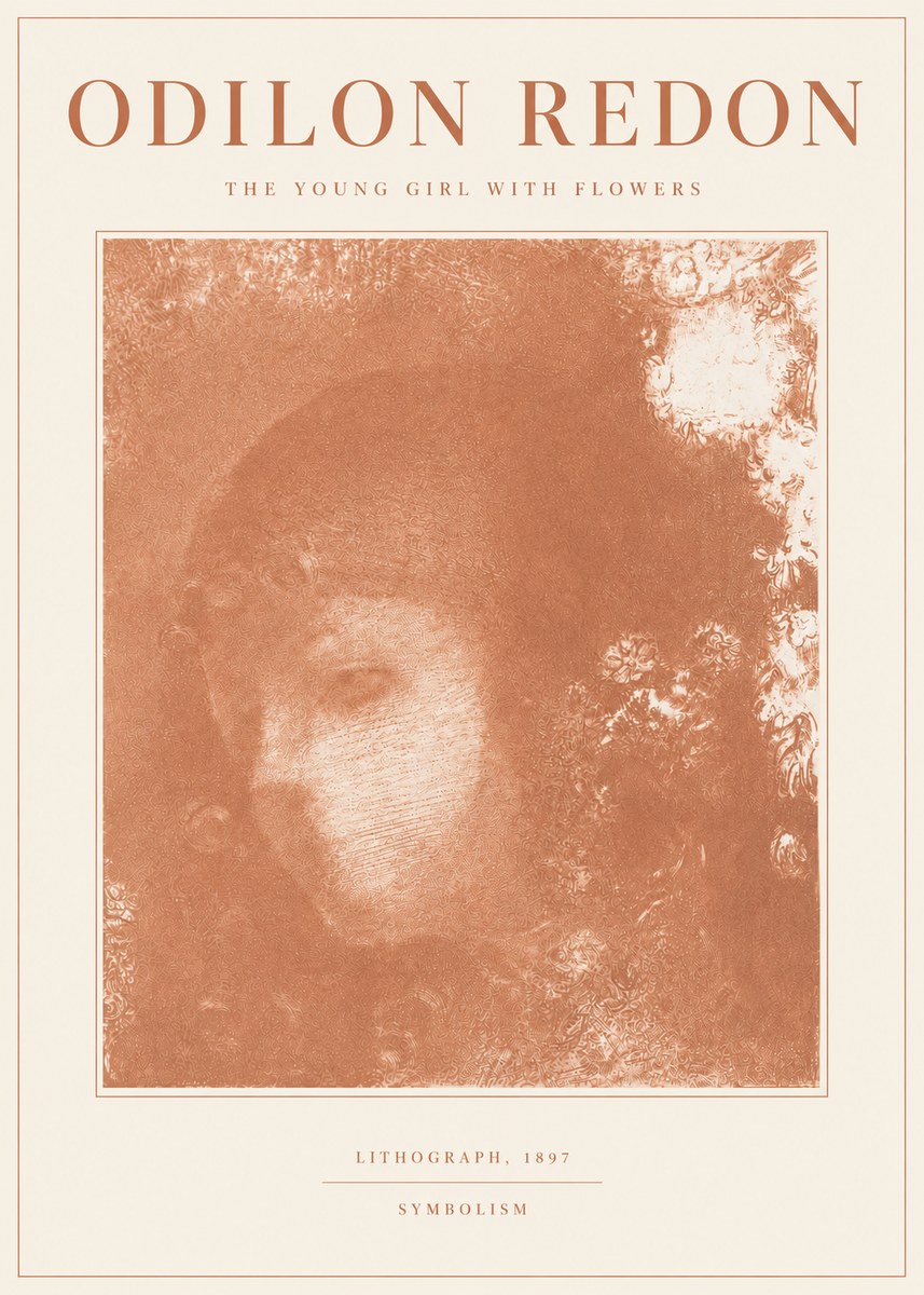 Odilon Redon The Young Girl with Flowers No6 - Plakat